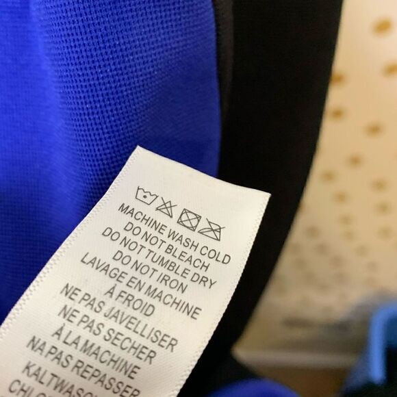 Adrianna Papell Blue-Black Colorblock Dress 4P - Picture 5 of 6